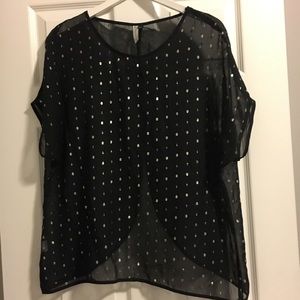 Sheer Black Skulls and Crosses Pattern Top